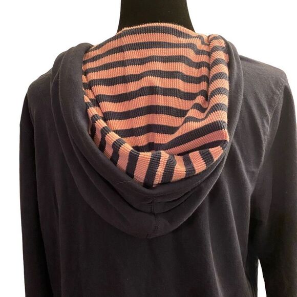 Old Navy Navy Blue Hoodie with‎ Pink and Navy Stripes Size XL - Picture 8 of 13